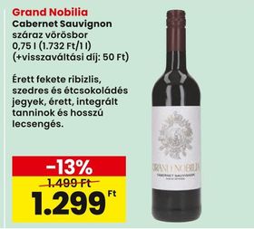 Grand Nobilia Cabernet Sauvignon száraz vörösbor – Spar