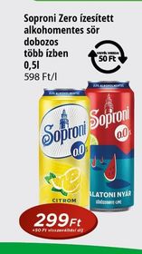 Soproni Zero ízesített alkoholmentes sör dobozos több ízben – Reál
