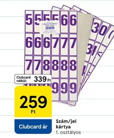 Szám/jel kártya – Tesco