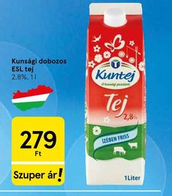 Kunsági dobozos ESL tej – Tesco