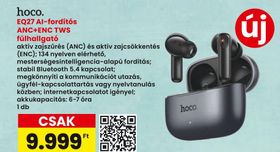 hoco. EQ27 AI-fordítós ANC+ENC TWS fülhallgató – Spar
