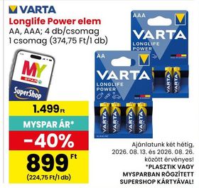 VARTA Longlife Power elem – Spar