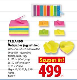 CRELANDO Öntapadós jegyzettömb – Lidl