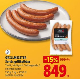 GRILLMEISTER Sertés grillkolbász – Lidl