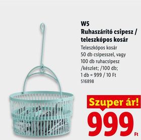 W5 Ruhaszárító csipesz / teleszkópos kosár – Lidl
