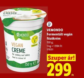 VEMONDO Fermentált vegán főzőkrém – Lidl
