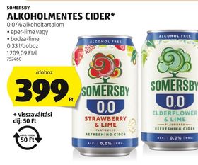 SOMERSBY ALKOHOLMENTES CIDER* – Aldi