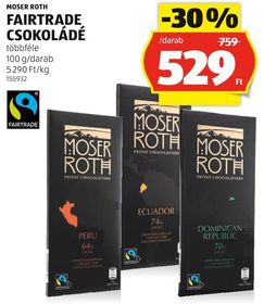 MOSER ROTH FAIRTRADE CSOKOLÁDÉ – Aldi