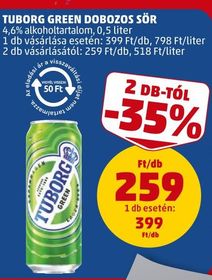 Tuborg TUBORG GREEN DOBOZOS SÖR – Penny