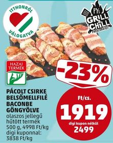 PÁCOLT CSIRKE BELSŐMELLFILÉ BACONBE GÖNGYÖLVE – Penny