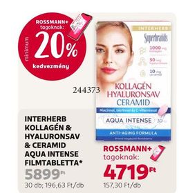 INTERHERB KOLLAGÉN & HYALURONSAV & CERAMID AQUA INTENSE FILMTABLETTA* – Rossmann