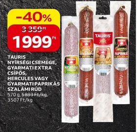 TAURIS NYÍRSÉGI CSEMEGE, GYARMATI EXTRA CSÍPŐS, HERCULES VAGY GYARMATI PAPRIKÁS SZALÁMI RÚD – Auchan
