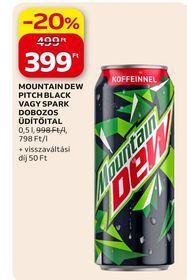 Mountain Dew MOUNTAIN DEW PITCH BLACK VAGY SPARK DOBOZOS ÜDÍTŐITAL – Auchan