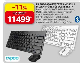Rapoo RAPOO 8000M VEZETÉK NÉLKÜLI BILLENTYŰZET ÉS EGÉRSZETT – Auchan