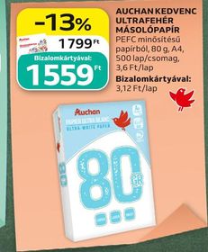 Auchan Kedvenc AUCHAN KEDVENC ULTRAFEHÉR MÁSOLÓPAPÍR – Auchan