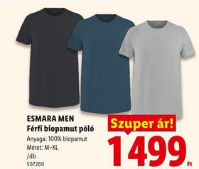ESMARA MEN Férfi biopamut póló – Lidl