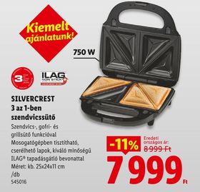 SILVERCREST 3 az 1-ben szendvicssütő – Lidl