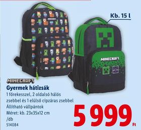 MINECRAFT Gyermek hátizsák – Lidl