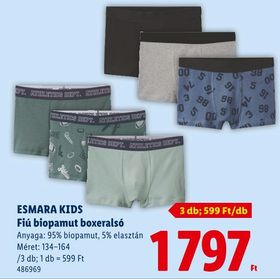 ESMARA KIDS Fiú biopamut boxeralsó – Lidl