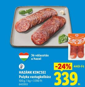 HAZÁNK KINCSEI Pulyka vastagkolbász – Lidl