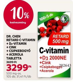 DR. CHEN RETARD C-VITAMIN + D3-VITAMIN + CINK + CSIPKEBOGYÓ + ACEROLA TABLETTA – Rossmann