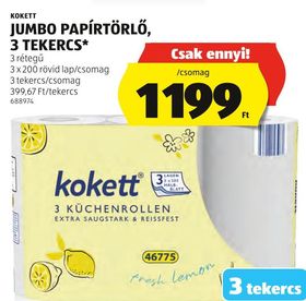 KOKETT JUMBO PAPÍRTÖRLŐ, 3 TEKERCS* – Aldi