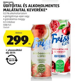 FRISS 0,0% ÜDÍTŐITAL ÉS ALKOHOLMENTES MALÁTAITAL KEVERÉKE* – Aldi