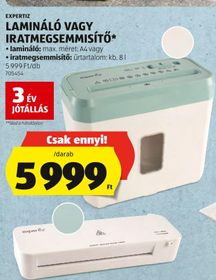 EXPERTIZ LAMINÁLÓ VAGY IRATMEGSEMMISÍTŐ* – Aldi
