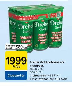 Dreher Gold dobozos sör multipack – Tesco