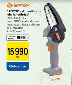DAEWOO akkumulátoros mini láncfűrész – Tesco