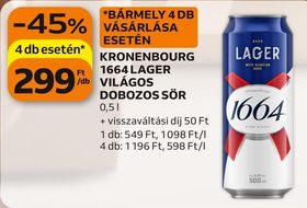 KRONENBOURG 1664 LAGER VILÁGOS DOBOZOS SÖR – Auchan