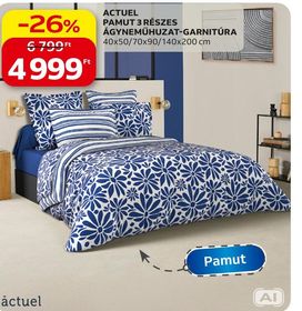 Actuel ACTUEL PAMUT 3 RÉSZES ÁGYNEMŰHUZAT-GARNITÚRA – Auchan