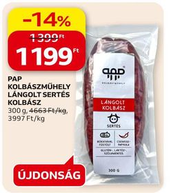 Pap Kolbászműhely PAP KOLBÁSZMŰHELY LÁNGOLT SERTÉS KOLBÁSZ – Auchan