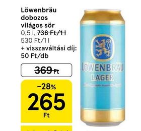 Löwenbräu dobozos világos sör – Tesco