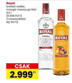 Royal eredeti vodka, mangó-maracuja likőr – Spar