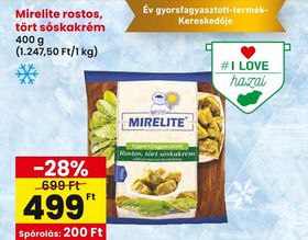 Mirelite rostos, tört sóskakrém – Spar