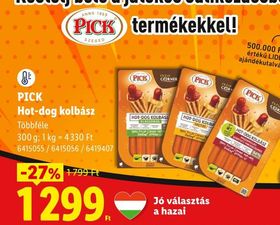 PICK Hot-dog kolbász – Lidl