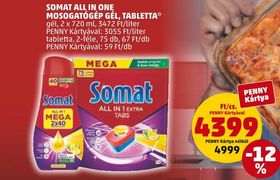 SOMAT ALL IN ONE MOSOGATÓGÉP GÉL, TABLETTA* – Penny