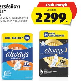 ALWAYS EGÉSZSÉGÜGYI BETÉT* – Aldi