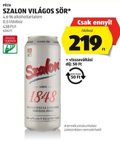 PÉCSI SZALON VILÁGOS SÖR* – Aldi