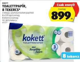 KOKETT TOALETTPAPÍR, 8 TEKERCS* – Aldi