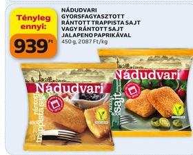 Nádudvari NÁDUDVARI GYORSFAGYASZTOTT RÁNTOTT TRAPPISTA SAJT VAGY RÁNTOTT SAJT JALAPENO PAPRIKÁVAL – Auchan