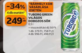 Tuborg TUBORG GREEN VILÁGOS DOBOZOS SÖR – Auchan