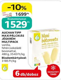 Auchan AUCHAN TIPP MAXI PÁLCIKÁS JÉGKRÉM MULTIPACK – Auchan