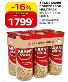 Arany Ászok ARANY ÁSZOK DOBOZOS SÖR MULTIPACK – Auchan