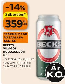 Beck's BECK'S VILÁGOS DOBOZOS SÖR – Auchan