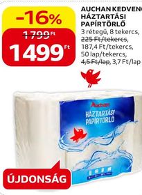 Auchan AUCHAN KEDVENC HÁZTARTÁSI PAPÍRTÖRLŐ – Auchan