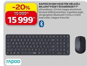 Rapoo RAPOO 9310M VEZETÉK NÉLKÜLI BILLENTYŰZET ÉS EGÉRSZETT – Auchan