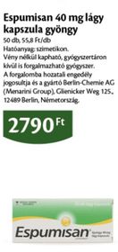 Berlin-Chemie AG Espumisan 40 mg lágy kapszula gyöngy – Ecofamily