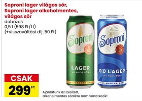 Soproni lager világos sör, Soproni lager alkoholmentes, világos sör – Spar